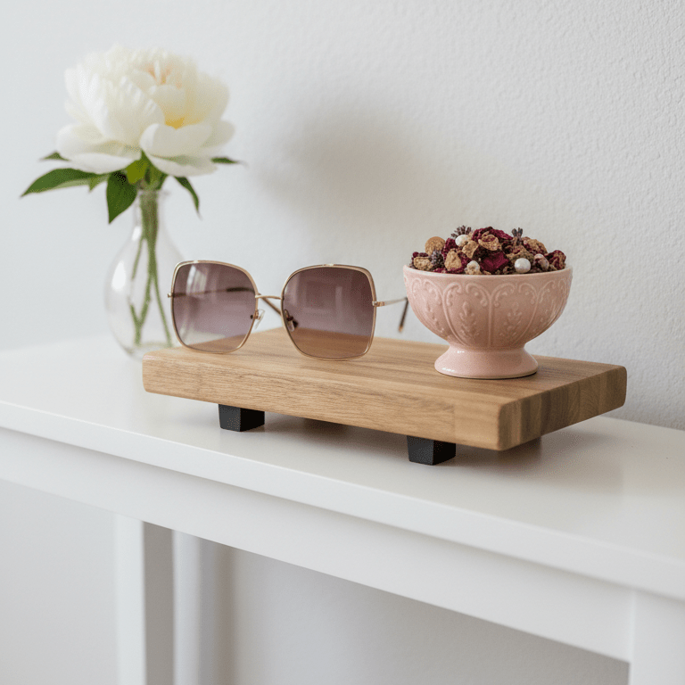 Home decor stylish hard wood display riser, shelf.
