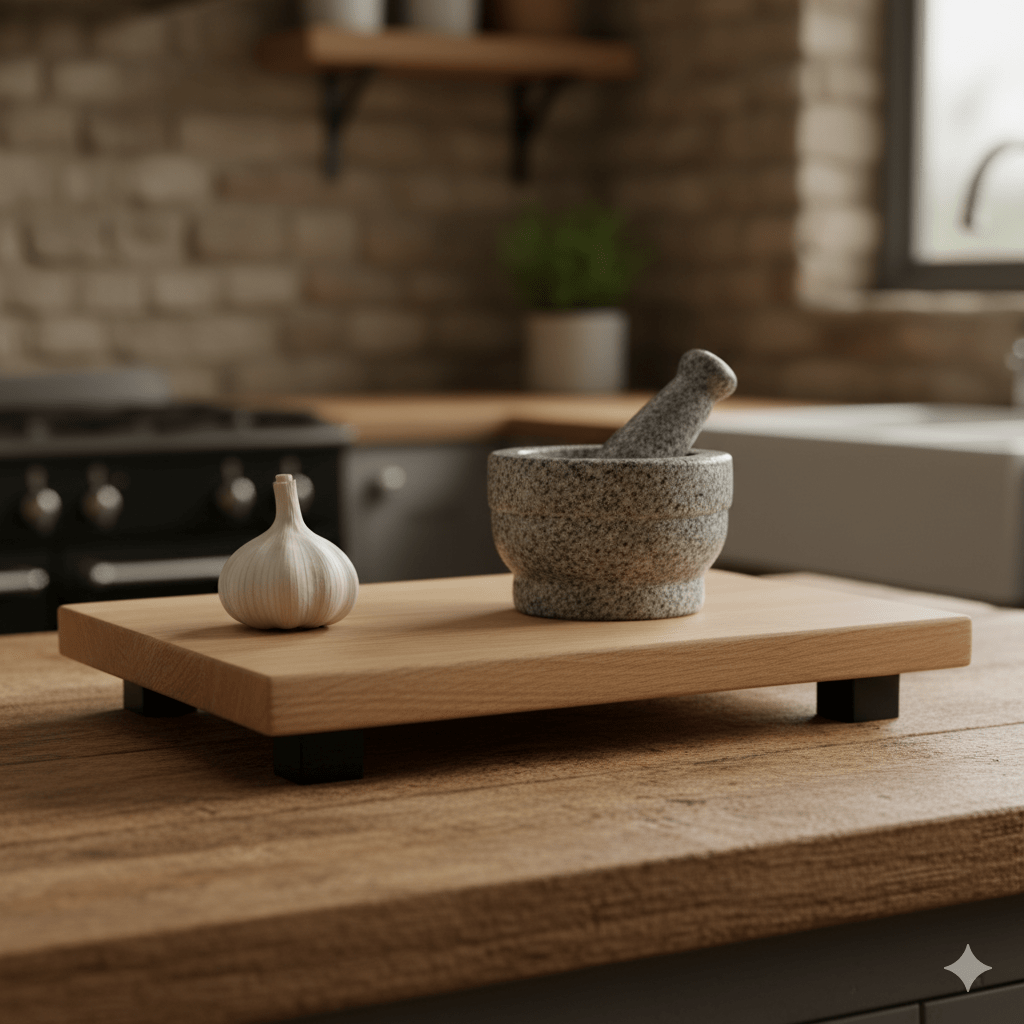 Home decor stylish hard wood display riser, shelf.