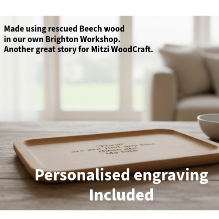 small beech wood sushi serving tray shown on dining table displayed as a wooden plate