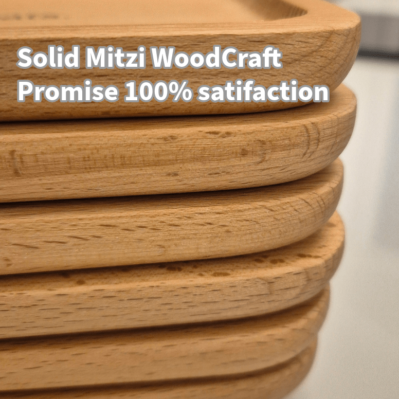 small beech wood serving platter tray shown on dining table