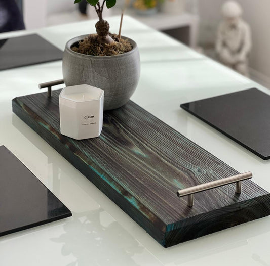 Rustic Wooden Grazing Board - Serving Platter - Serving Tray - Charcuterie Board - Black Cast Iron Handles - Cheese Board - Christmas Gift