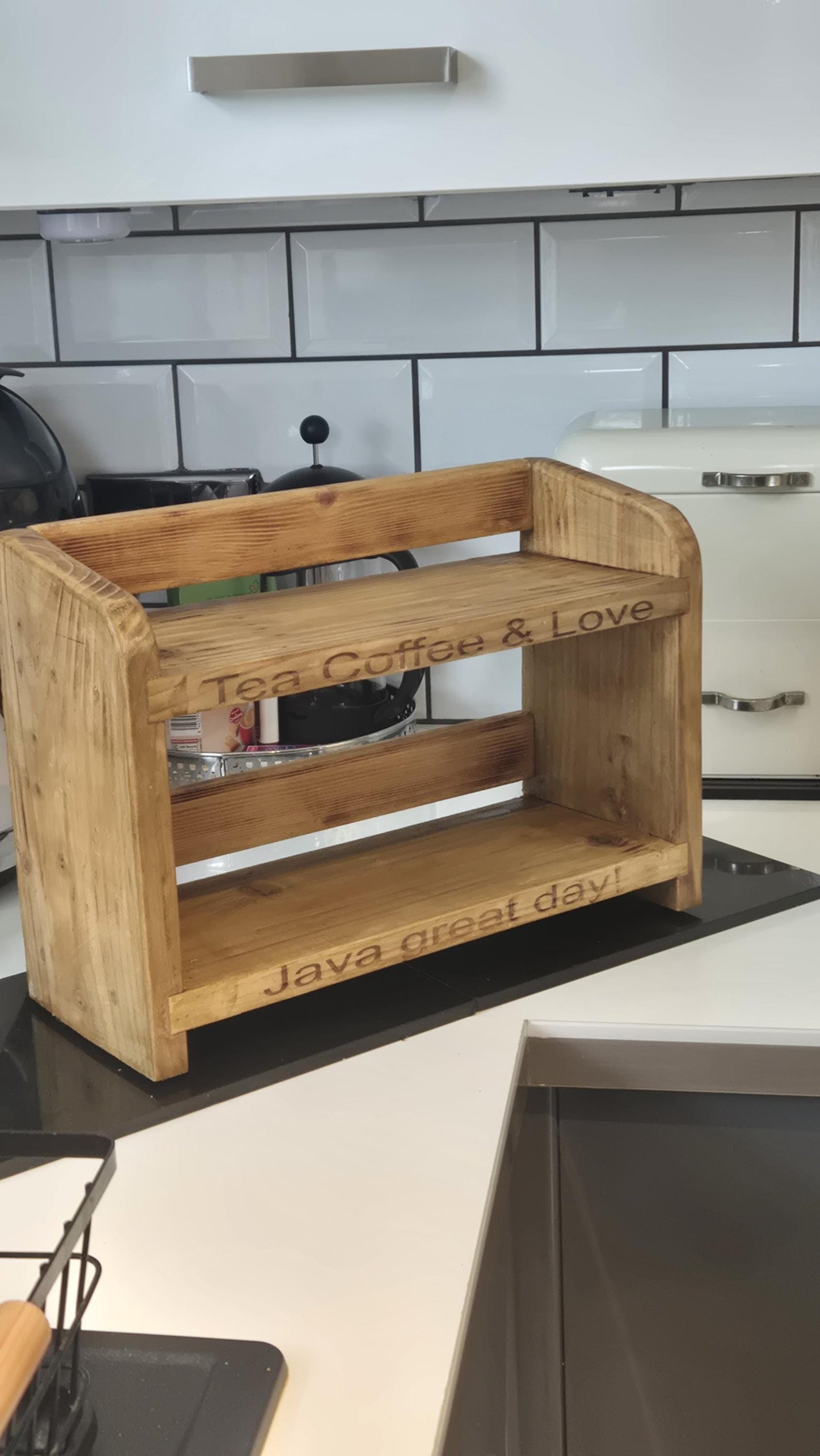 Wooden Kitchen Countertop Shelf: Space-Saving Organizer