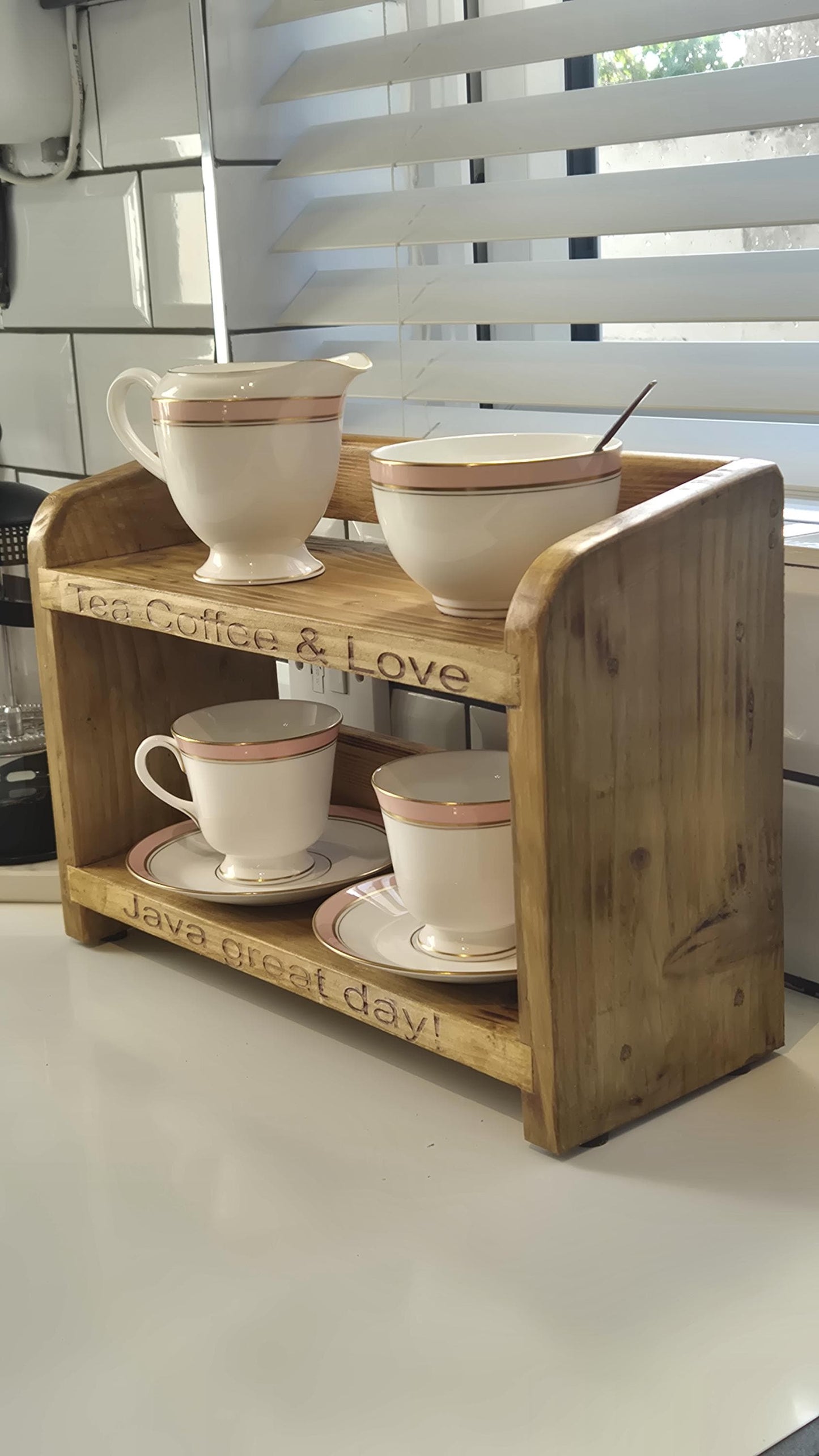 Wooden Kitchen Countertop Shelf: Space-Saving Organizer
