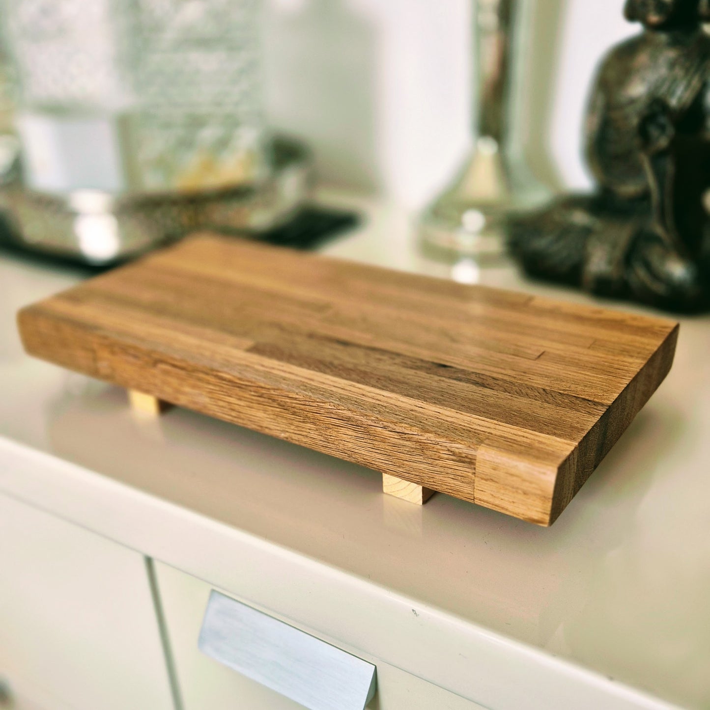 Handmade Low Wooden Shelf: Countertop, Bathroom, Kitchen Display Stand, for Home Decor & Shelf Sitters