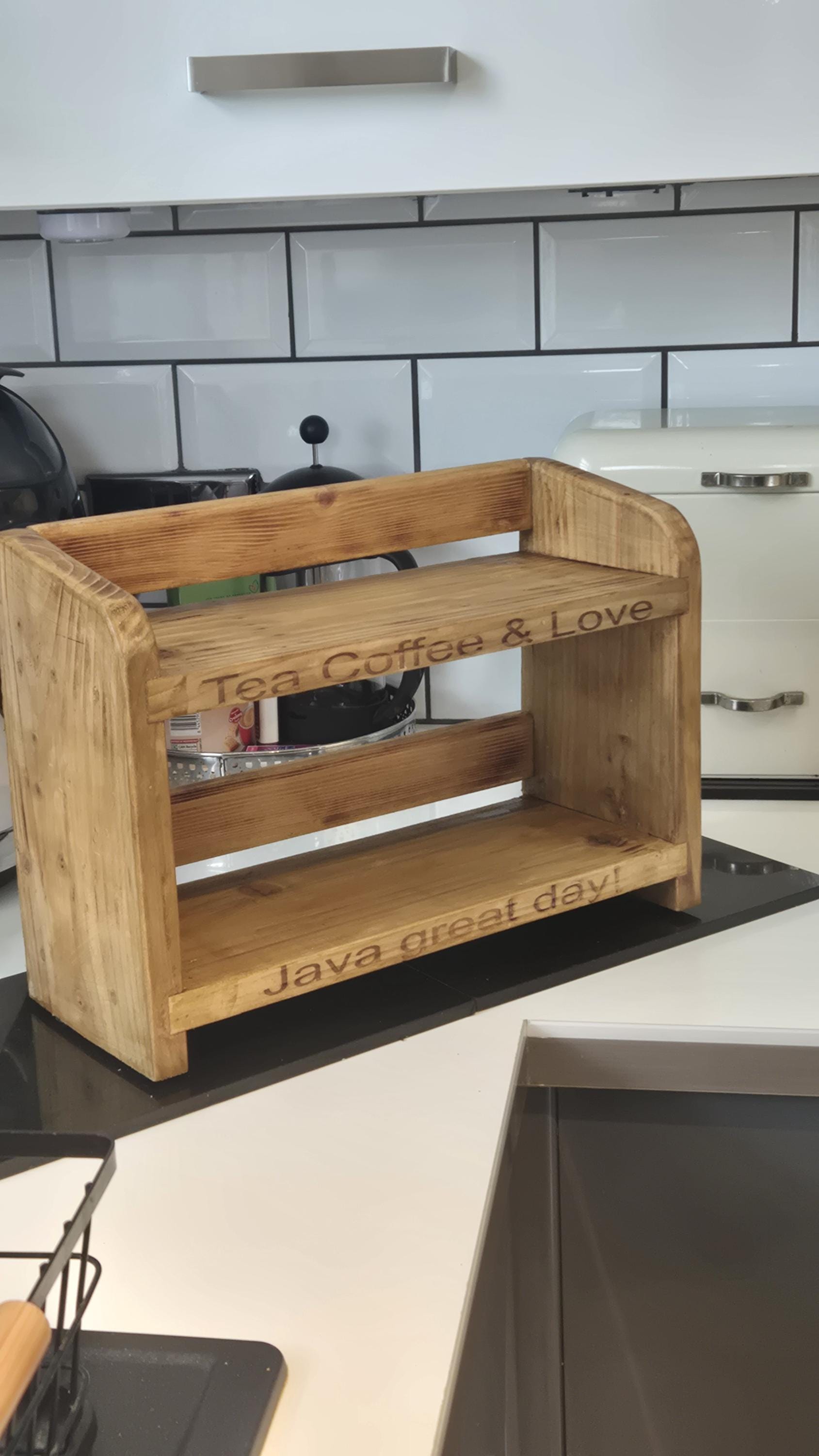 Wooden Kitchen Countertop Shelf: Space-Saving Organizer